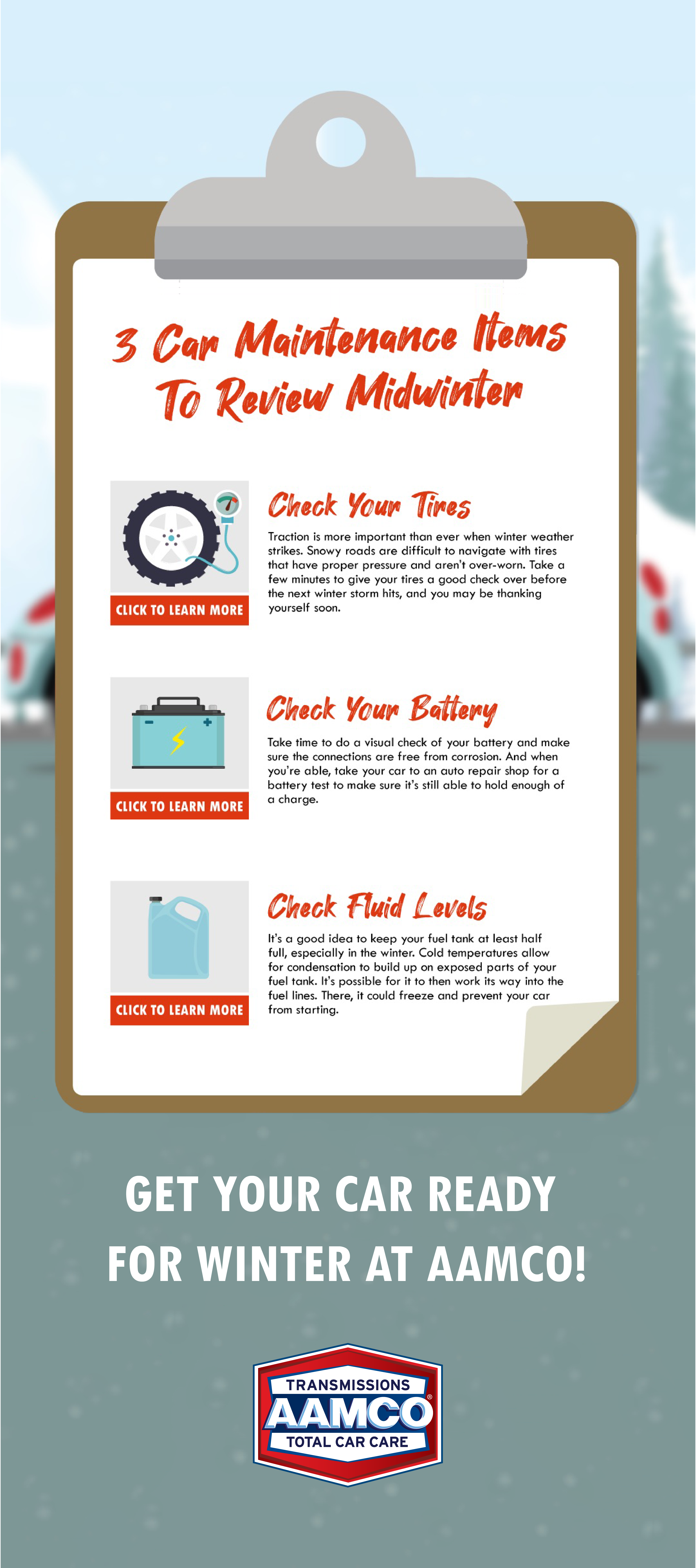 Illustration of 3 Car Maintenance Items to Review Midwinter