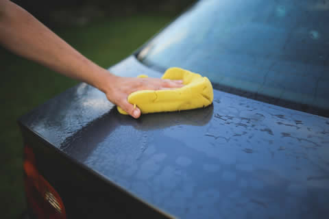 Washing and waxing car